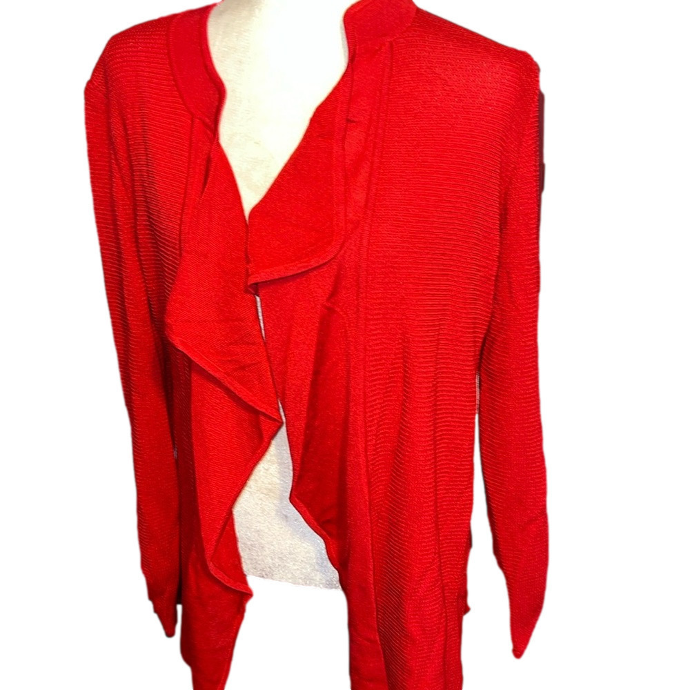Misook Red Cardigan Sweater L